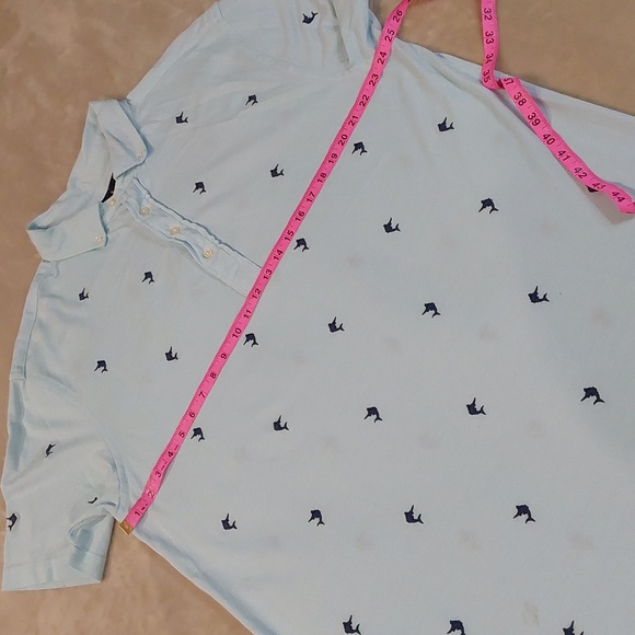 Ralph Lauren Knit Oxford Men's Button Down Fish Pattern Polo Shirt Size XLT - Picture 7 of 14